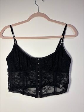 Garage Black Lace Bustier Top
